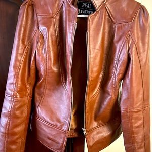 Real Leather jacket. Brown. XS